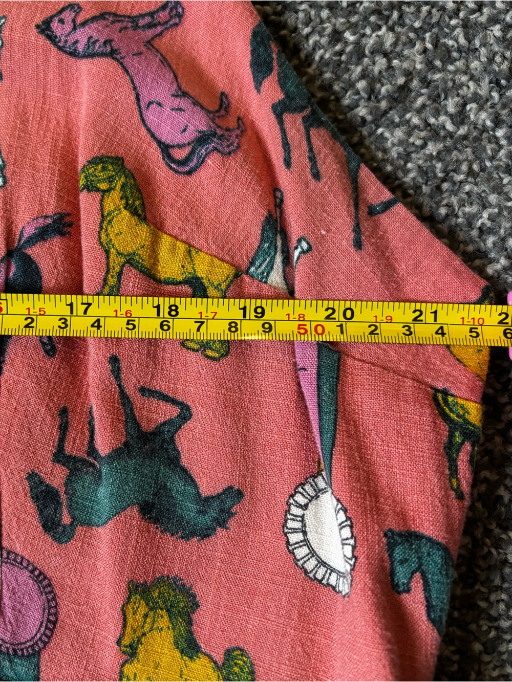 Coral Sleeveless Button-Front Dress with Horse Print - Picture 5 of 7